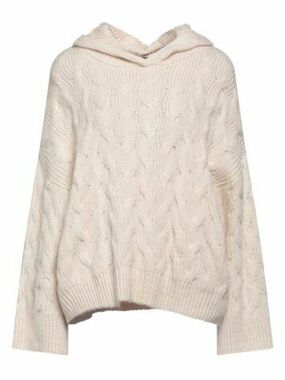 NWT A|X sz S Armani exchange Cream Cable Knit Hooded Sweater